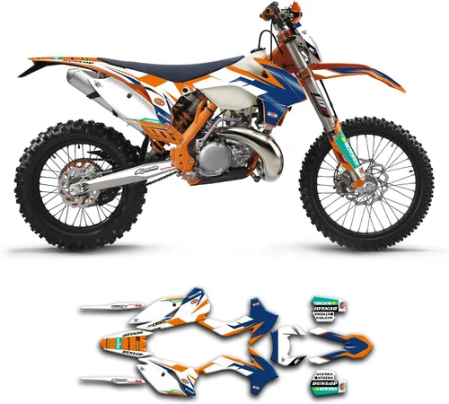 Vista 24 de Kit de calcomanías personalizadas para 125 200 250 300 350 450 500 EXC EXC-F XCW XC-W XCF-W 2014 2015, negro y azul, KTEXCW1416001-KR