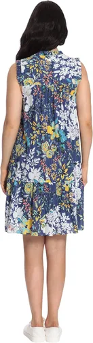 Vista 3 de London Times Vestido Popover escalonado sin mangas y cuello con volantes para mujer