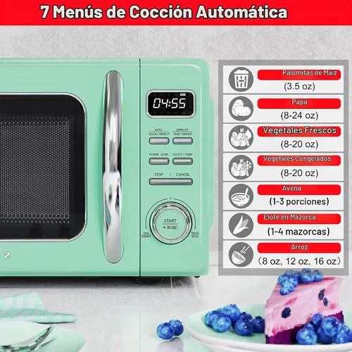 Vista 4 de Galanz - Horno microondas retro GLCMKZ09GNR09, funciones de cocción y recalentamiento automáticos, descongelación e inicio rápido, fácil limpieza