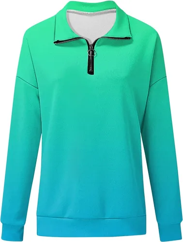 Vista 4 de Kenvina Sudadera con cremallera 34 para mujer, casual, moderna, atlética, de manga larga, estampada, ajuste holgado