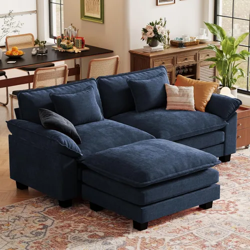 Vista 110 de CDCASA Silla de acento de gran tamaño de 50'' con otomana Asiento extra ancho y profundo estilo sofá nube para sala de estar, dormitorio, rincón