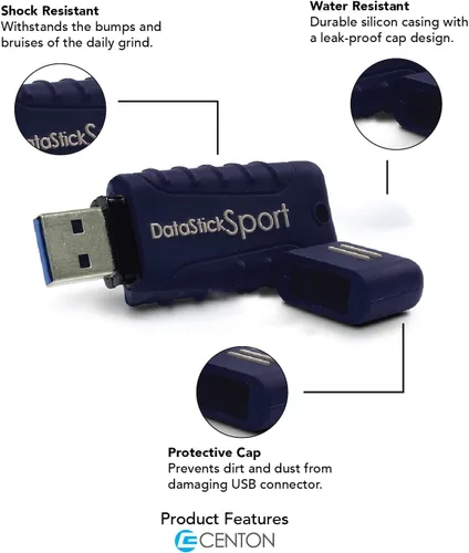 Vista 2 de Centon DataStick Sport - Unidad flash USB 3.0 de 32 GB x 10, azul marino (S1-U3W2-32G-10B)
