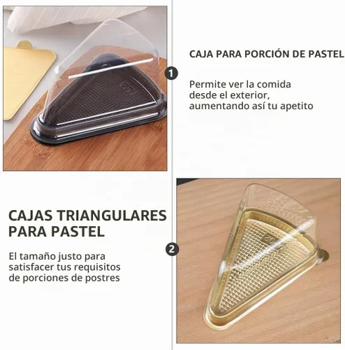 Vista 8 de SOLUSTRE 40 recipientes de plástico transparente para tartas, tiramisú, mousse, postre, triángulo, 40