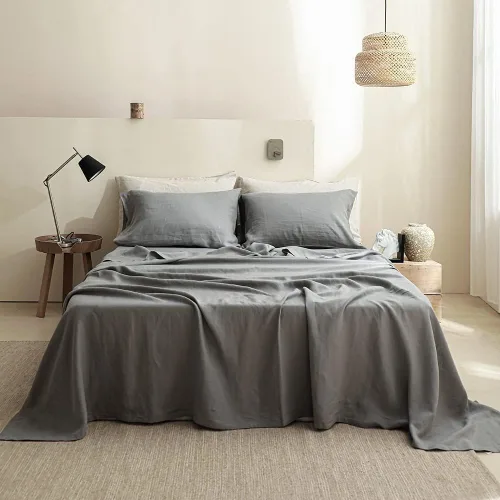 Vista 39 de Simple&Opulence Juego de sábanas de 100 % lino tamaño Twin, 3 piezas de lino francés natural, juego de ropa de cama transpirable, suave y duradero
