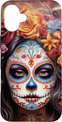 Vista 22 de iPhone 16 La Catrina Mujeres Dia De Los Muertos Latina Sugar Skull Case