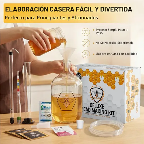 Vista 7 de Kit completo de fabricación de hidromiel para principiantes con levadura e ingredientes de primera calidad - Kit de inicio de elaboración de cerveza