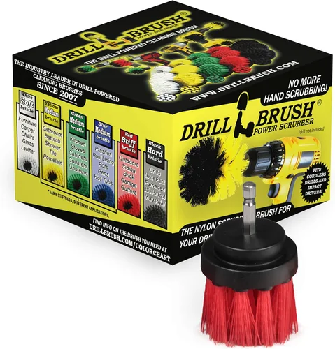 Vista 10 de Cepillo para parrilla de barbacoa ultra rígido de 2 pulgadas de largo, juego de taladro eléctrico de cerdas de nailon, removedor de óxido Negro
