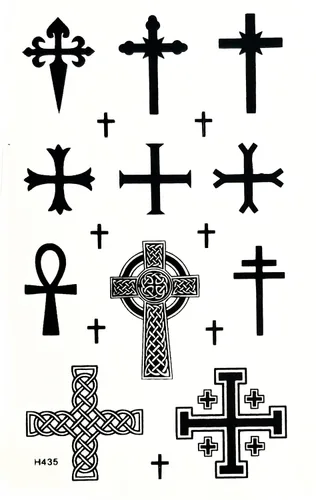Vista 3 de ONCEX Mini 3 Hojas Crucifijo Tatuajes Temporales Mujeres Hombres Arte Impermeable Pegatinas Crucifijo Dibujos Animados Diseños Cuerpo Brazos Piernas