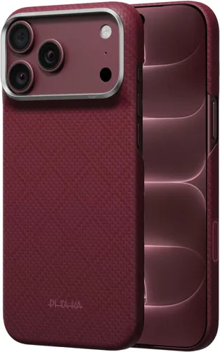 Vista 23 de pitaka Funda para iPhone Pro de 6.3" con sensación sin funda, azul abismo Abyss Blue (Argyle)