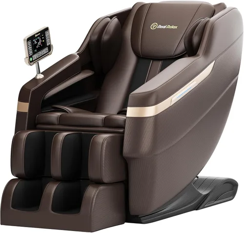 Vista 8 de Real Relax Full Body Shiatsu Massage Chair for Home Relaxation Negro y dorado