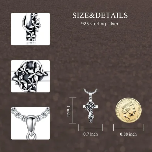 Vista 6 de Collar con colgante de cruz gótica de plata de ley 925 para hombre, crucifijo de Jesús, oración gótica, punk, genial, motociclista, regalos