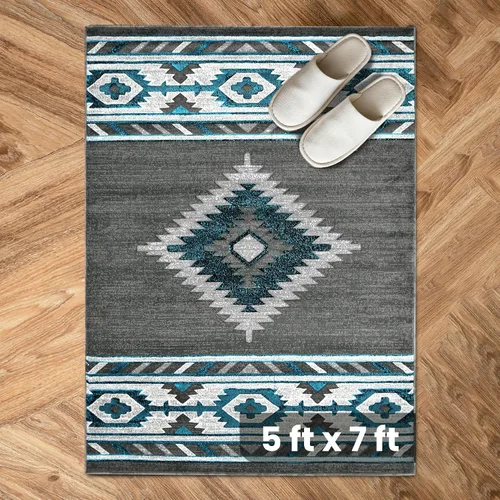 Vista 12 de YHSF South West - alfombra nativa americana del suroeste, fácil de limpiar, gruesa, suave y duradera, alfombra tribal inspirada en indios americanos