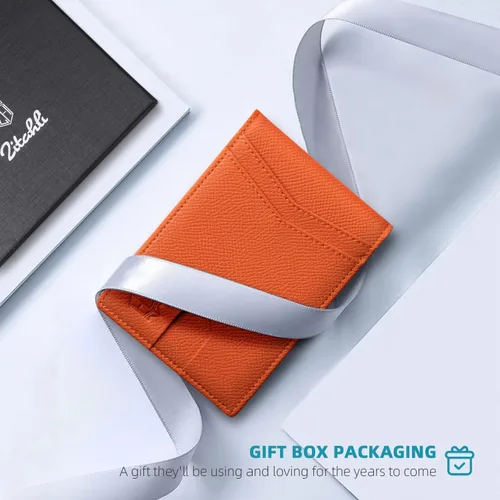 Vista 10 de Zitahli - Carteras delgadas con clip para dinero para hombre, tarjetero minimalista, de cuero, plegable, con bloqueo RFID, cartera de bolsillo