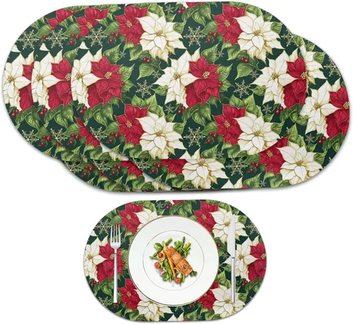 Vista 48 de Autumn Placemats Set of 2 Waterproof Wipeable 12X18 Inch Faux Leather Non Slip Heat Resistant Mats for Thanksgiving Dinner Outdoor Decor