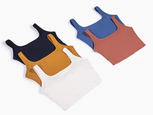 Vista 6 de KIKIWING - Sujetador deportivo sin costuras para mujer, camiseta corta sin mangas para mujer, sujetador deportivo con forro largo, acanalado, top