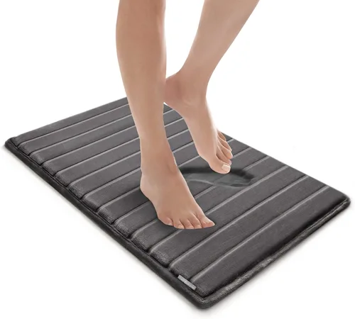 Vista 10 de MICRODRY Tapete de baño de espuma viscoelástica extra grueso, moderno, con infusión de carbón y base antideslizante GripTex, absorbente, de fácil