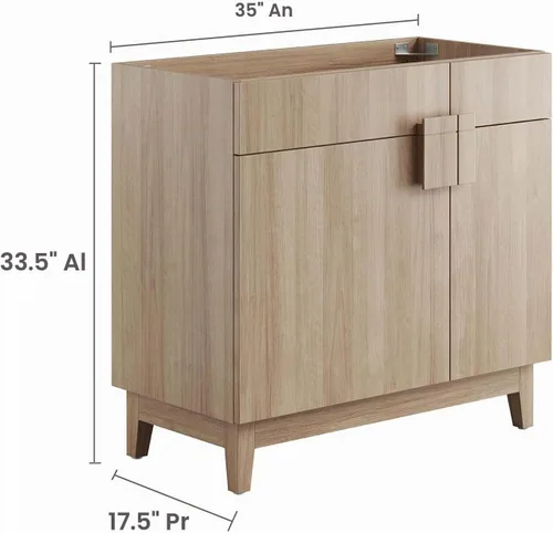 Vista 2 de Modway EEI-6400-OAK Miles - Armario de tocador de baño de 36 pulgadas (lavabo no incluido), roble