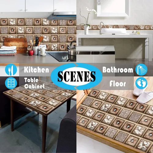 Vista 7 de 20 calcomanías de azulejos para baño, cocina, bricolaje, a prueba de aceite, impermeables, de PVC, retro, autoadhesivas, decoración estilo marroquí