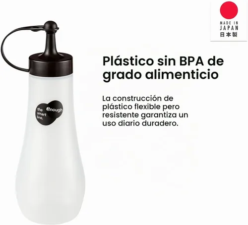 Vista 3 de JapanBargain Botella japonesa para apretar, 12 onzas, dispensador de aceite de precisión y salsa de soja con boquilla de control de goteo, fabricado
