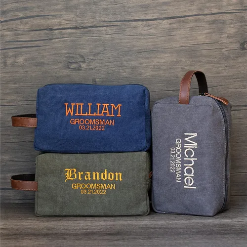 Vista 2 de Neceser personalizado – 5 colores – Kit de Dopp personalizado para padrinos de boda, bolsa de aseo bordada