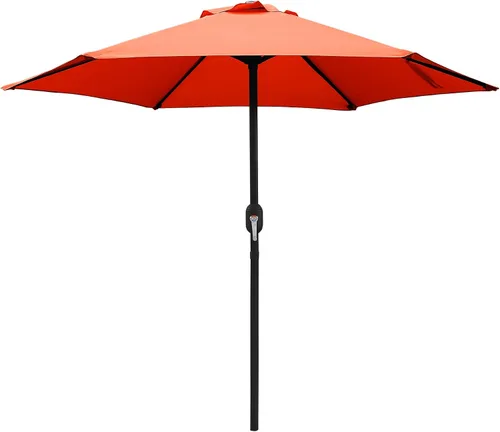 Vista 9 de ABBLE Sombrilla de patio al aire libre de 7.5 pies con manivela, resistente a la intemperie, sombrilla de protección UV, duradera, 6 varillas de Agua