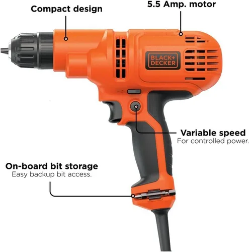 Vista 3 de Taladro Black & Decker DR260C 5.2-Amp, 3/8 pulgadas