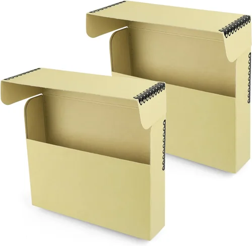 Vista 20 de Lineco Caja de almacenamiento de documentos archivados con borde metálico, caja de cartón libre de ácidos gris, organiza y almacena archivos