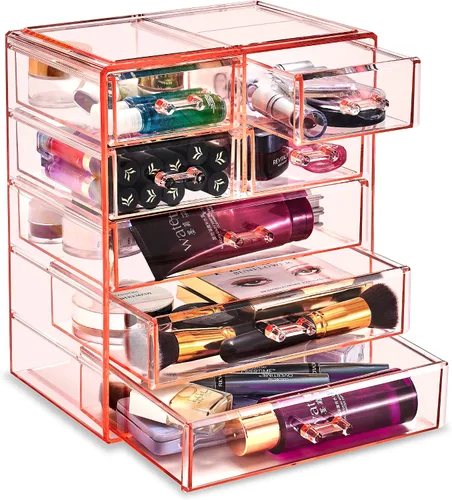 Vista 14 de Sorbus Cosmetics - Cosmetiquero grande para maquillaje y joyas; elegante para colocar sobre el tocador o en el baño
