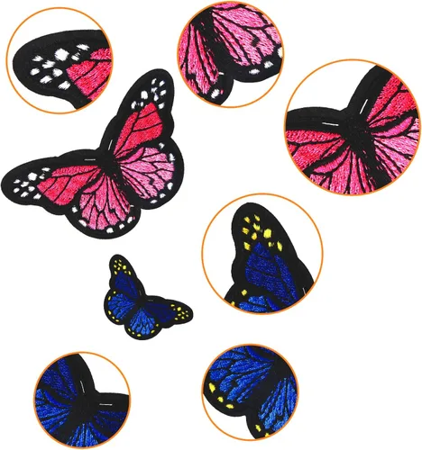 Vista 3 de 20 parches de mariposa para planchar, parche de reparación bordado de 2 tamaños