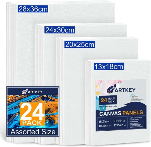 Vista 11 de Artkey Bastidores entelados para pintar, 8 x 10 pulgadas, paquete de 4 unidades, lienzo en blanco de 10 onzas con imprimación 100% algodón blanco