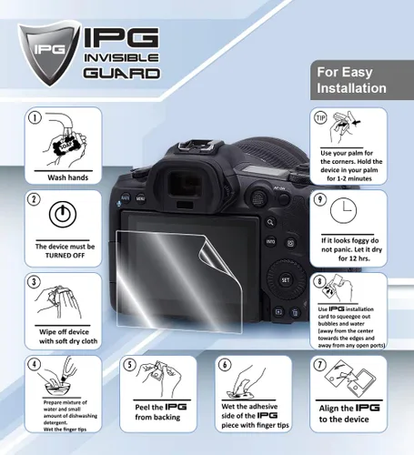 Vista 4 de IPG Protector de pantalla para cámara Rove R2-4K Dash Cam (2 unidades) Protector de pantalla invisible de hidrogel - Calidad HD/Autocuración/Libre
