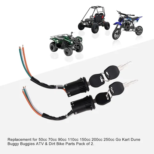 Vista 5 de GOOFIT Llave de interruptor de encendido de 3 cables para 50 cc, 70 cc, 90 cc, 110 cc, 150 cc, 200 cc, 250 cc, Go Kart, duna, buggy, buggies, ATV