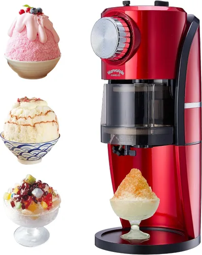 Vista 10 de Máquina de Hielo Raspado - Máquina de Conos de Nieve Equipada con Cuchilla de Acero Inoxidable, Botón de Ajuste para Regular Libremente el Grosor
