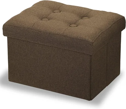 Vista 13 de LINMAGCO Otomana Otomana de almacenamiento con almacenamiento pequeño reposapiés taburete debajo del escritorio, reposapiés plegable corto de tela