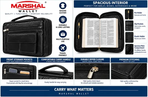 Vista 4 de Fundas de cuero para libros/fundas de Biblia con asa (XL)