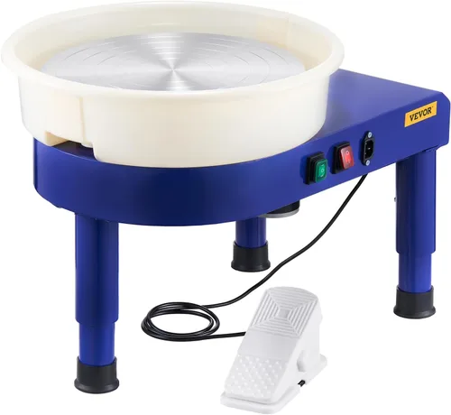 Vista 11 de VEVOR Torno de Alfarero de 14 pulgadas para Adultos Principiantes, Altura Ajustable de 0-6 pulgadas, Máquina Formadora de Cerámica de 450W, Torno