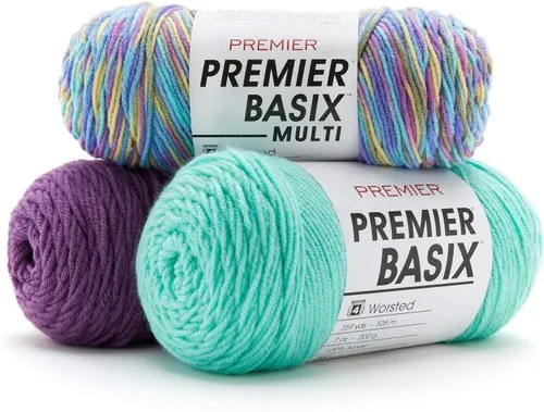 Vista 3 de Premier Yarns Basix, hilo de estambre sólido, hecho de acrílico, hilo ideal para ganchillo y tejido, color blanco, 359 yardas