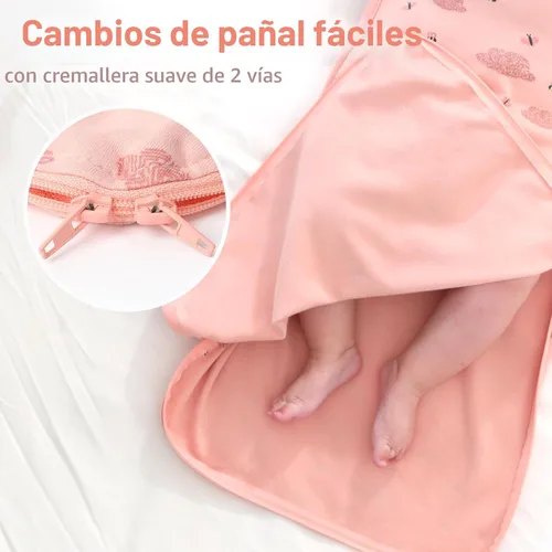 Vista 5 de Saco de dormir envolvente para bebé recién nacido de 0 a 3 meses, manta envolvente con brazos arriba, 2 paquetes de algodón, manos arriba