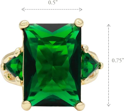 Vista 5 de Lavencious Anillos grandes y radiantes con piedras CZ elásticas para mujer, talla 7-9