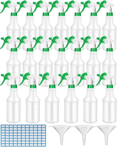 Vista 13 de Eccliy 20 botellas de spray de 16 oz, cilindro transparente, cabezal de Cabezal de pulverización blanco y negro