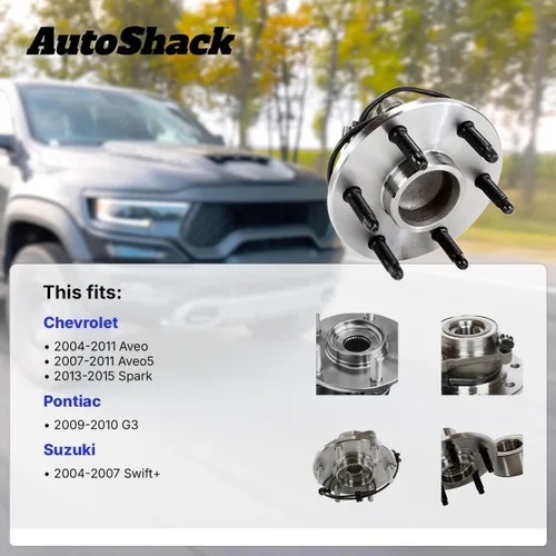 Vista 2 de AutoShack - Cojinete de cubo de rueda trasera de repuesto para Chevrolet Aveo 2004-2011 Aveo5 2004-2011 Spark 2015 Spark EV 2005-2008 Pontiac Wave