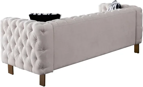 Vista 4 de Daesar Sofá moderno para sala de estar, sofá de lino con brazos cuadrados, 84.25 pulgadas con sofá, color beige