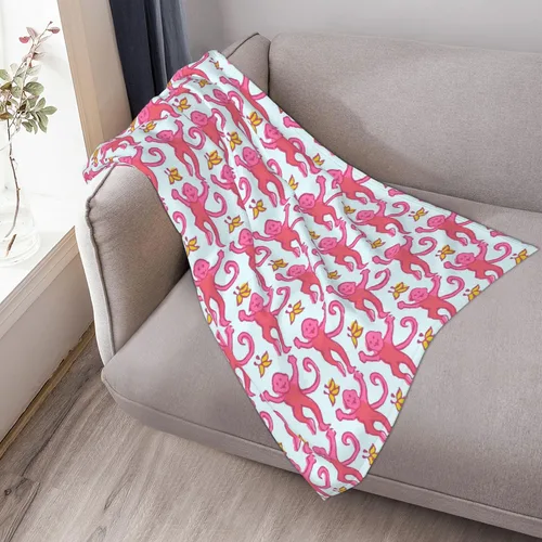 Vista 3 de Manta de preppy, linda y divertida manta de monos decorativos, regalos para niñas y niños, súper cálida y suave, manta de franela de forro polar