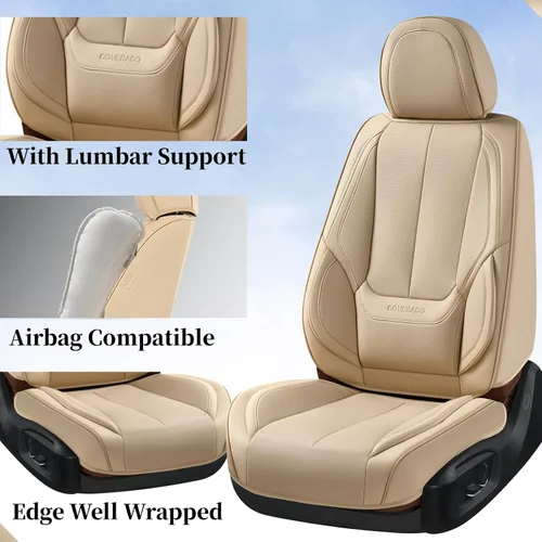 Vista 6 de Coverado - Fundas de asiento de automóvil, fundas de asiento delantero, funda de asiento de automóvil, protector de asiento de automóvil Beige