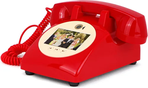 Vista 14 de Libro de invitados de audio y video, teléfono de boda, video HD 1080P, libro de invitados de estilo retro con batería de larga duración para bodas