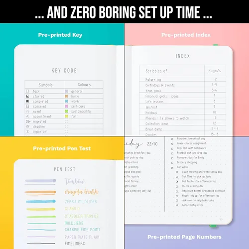 Vista 4 de Cuaderno de cuadrícula de puntos con viñetas Cuadernos diarios A5 para escritura personal, trabajo, mujeres papel grueso de 120gsm, tapa dura