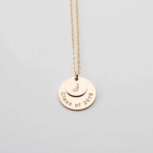 Vista 9 de Custom Graduation Necklace, Personalized Graduation Gift, Class of 2023, Initial, Year, Elementary Middle High College Granduate School, Jewelry
