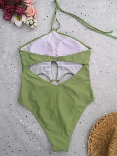 Vista 4 de Wuitrie Traje de baño de una pieza para mujer, con escote profundo, cintura alta, con control de abdomen