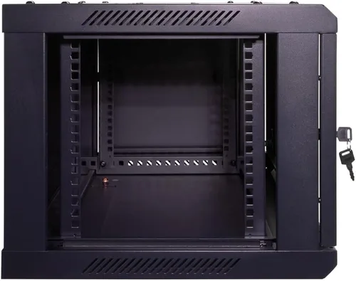 Vista 7 de NavePoint 6U gabinete de servidor para montaje en pared con estantes y puerta de vidrio con llave, incluye 2 ventiladores, paneles laterales