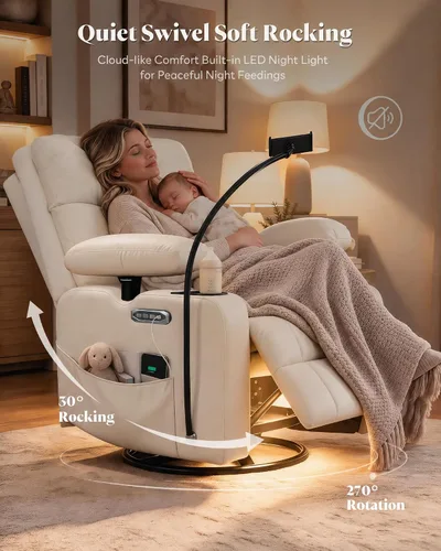 Vista 3 de HOPUBUY Silla reclinable mecedora eléctrica con reposabrazos ajustable